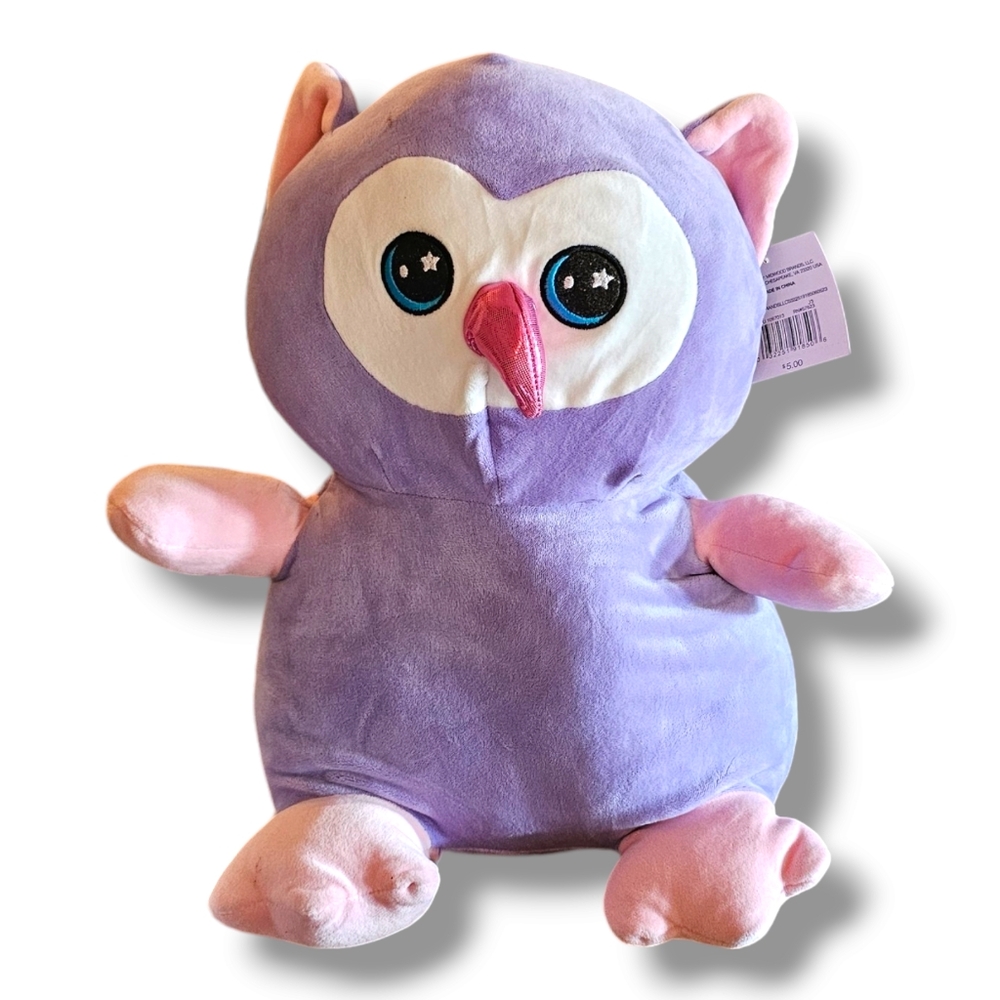 Squishy Pals 16” Lilac Purple Owl Stuffed Animal Plush Squishy Toy